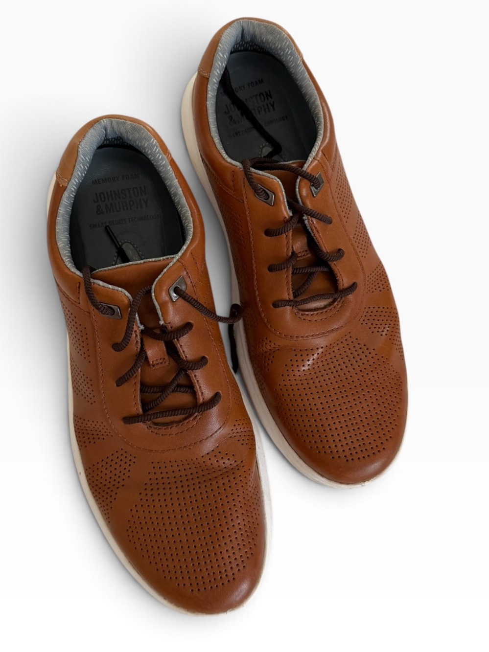 Johnston & Murphy Tan Perforated Leather Lace-Up Oxfords shoes